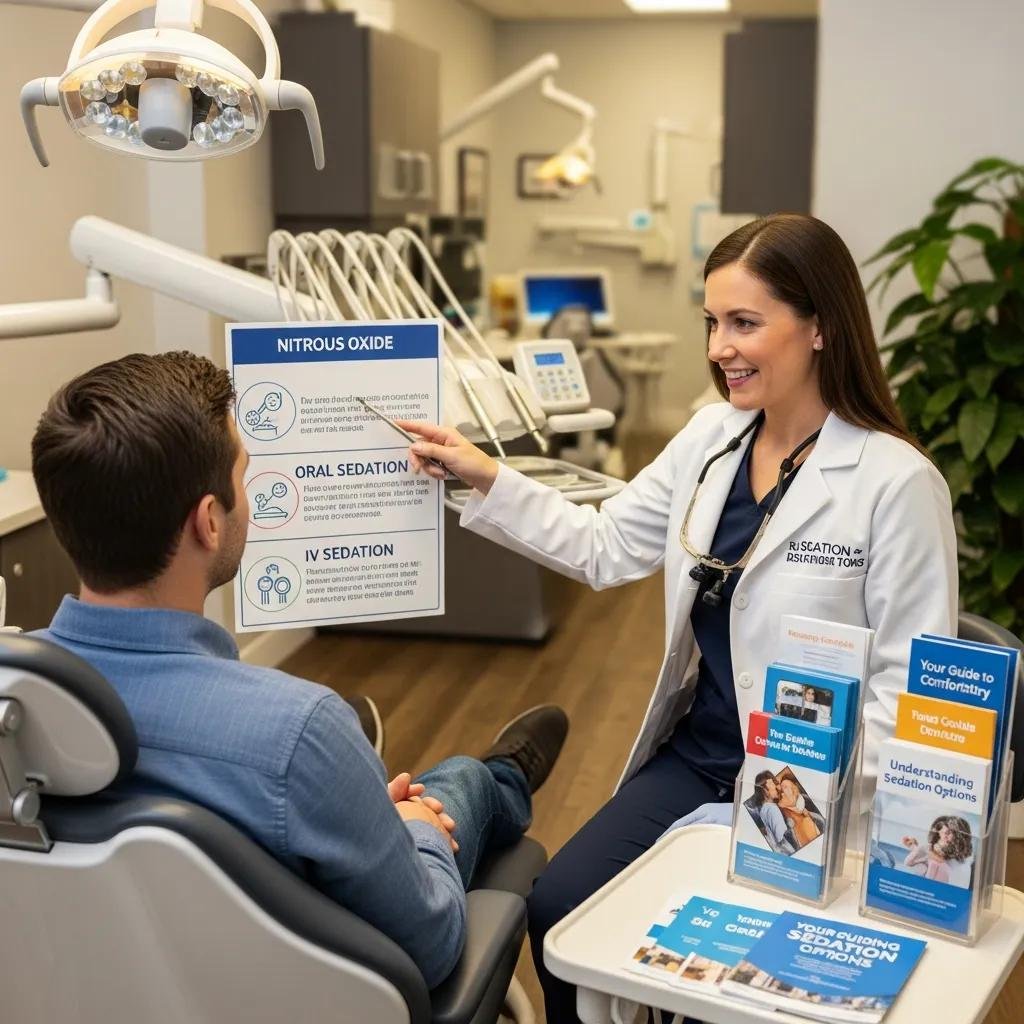 Dental professional discussing sedation options with a patient to ease anxiety
