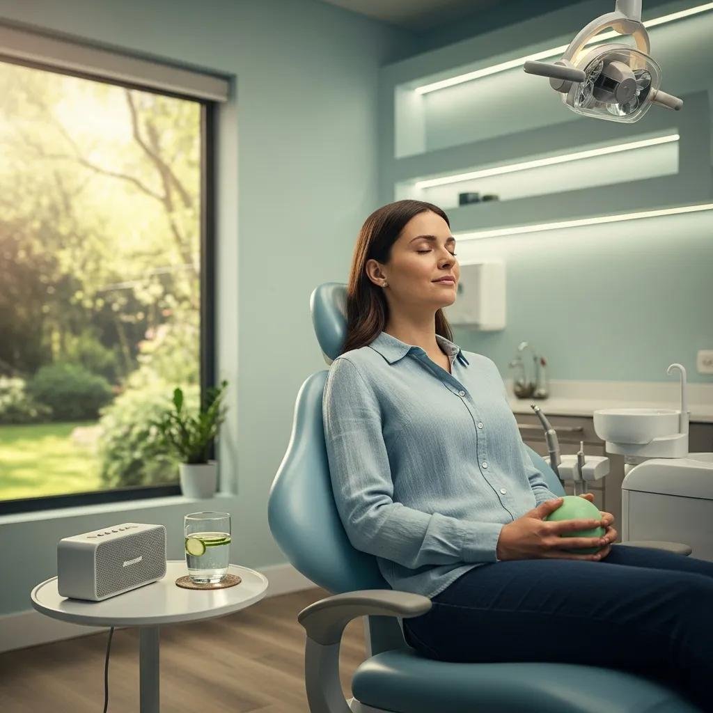 Patient practicing relaxation techniques to manage dental anxiety