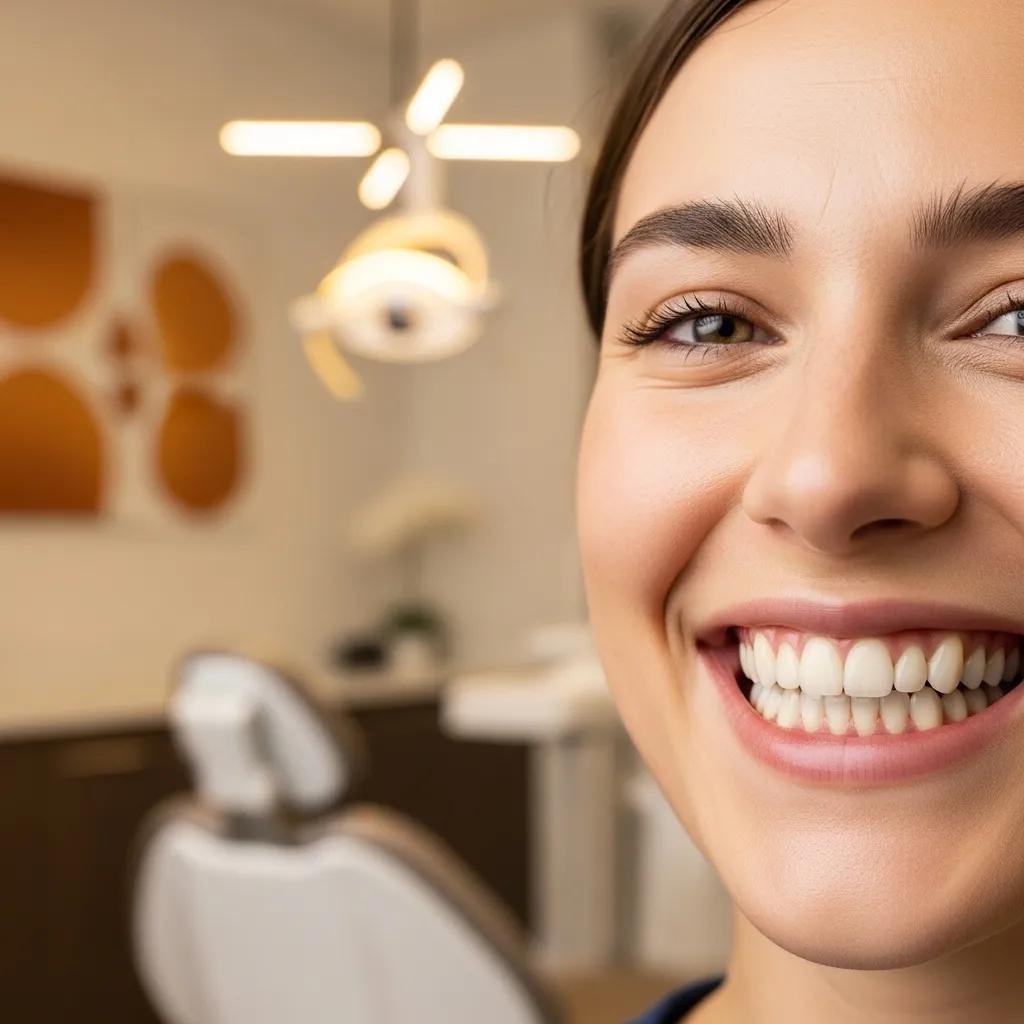 Smiling patient displaying restored teeth after dental onlay treatment, showcasing aesthetic benefits