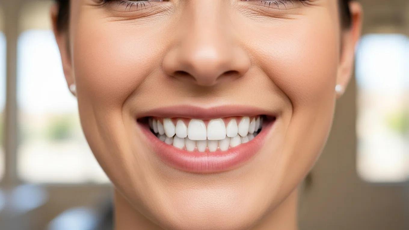 Patient smiling with bright white teeth after a teeth whitening procedure in Ontario, CA