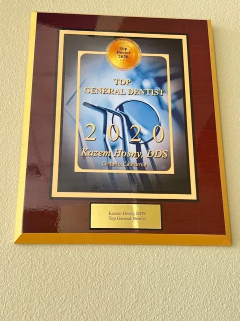 Top General Dentist award recognizing Kazem Hosny, DDS at Beautiful Smiles Ontario.
