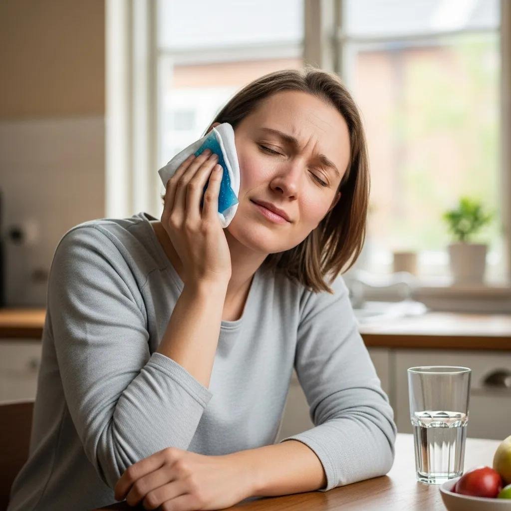 Applying a cold compress for first aid on a dental injury