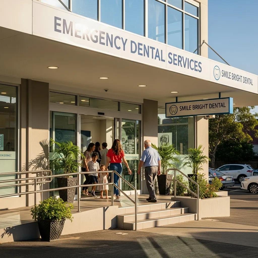 Exterior view of a dental clinic offering emergency services